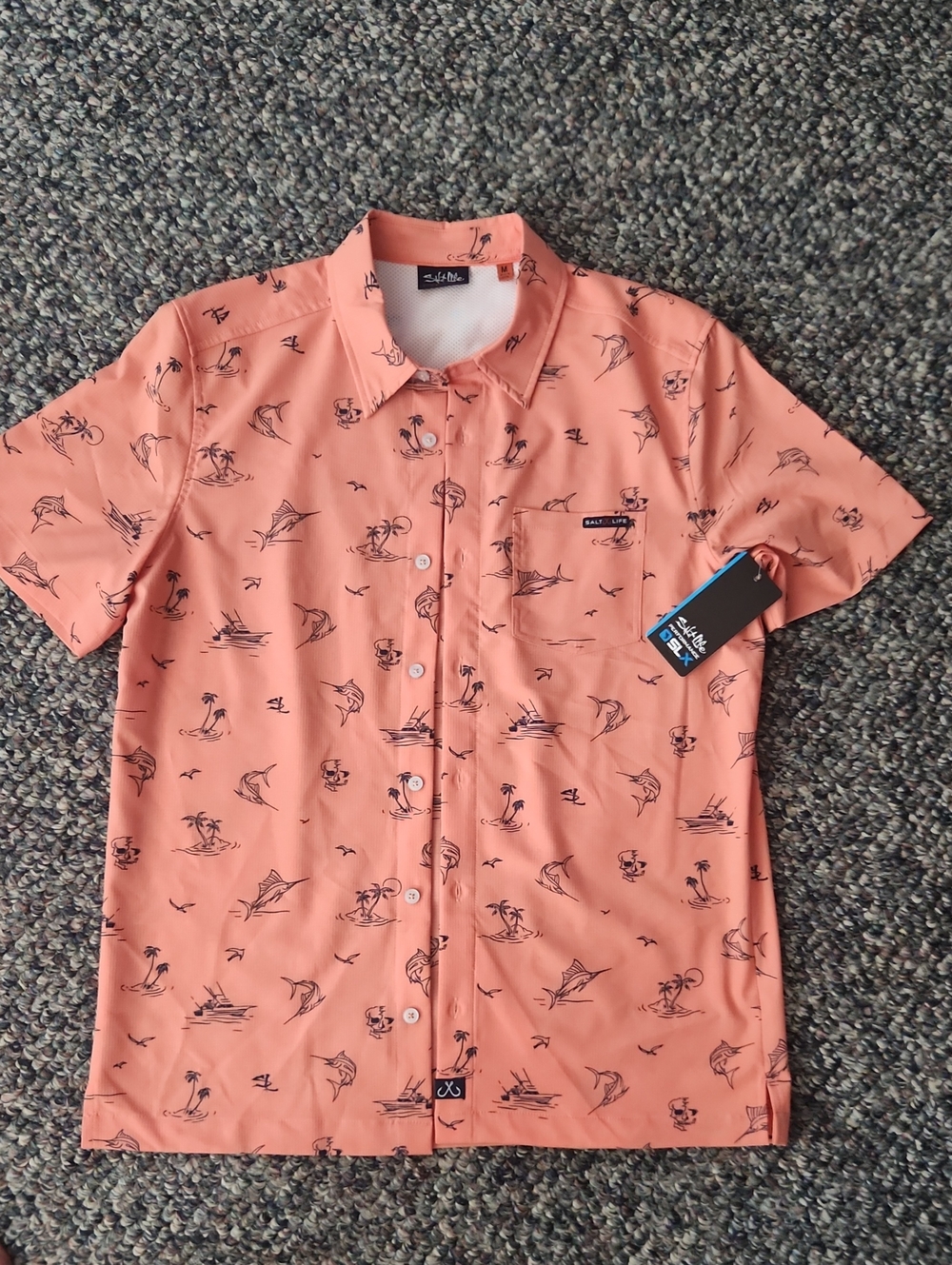 Salt Life Men's Coral Short-Sleeve Button-Down Shirt
